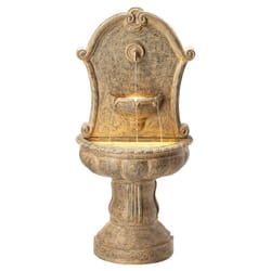 Glitzhome Polyresin Brown 49.25 in. H Fountain with LED Light