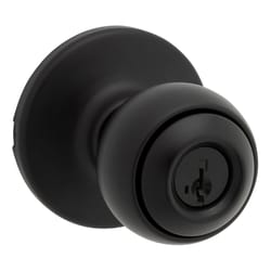 Kwikset Polo Traditional Matte Black Keyed Entry Door Knob 1-3/4 in.