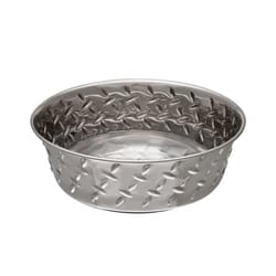 Loving Pets Silver Diamond Plated Stainless Steel 8 cups Pet Bowl For Dog