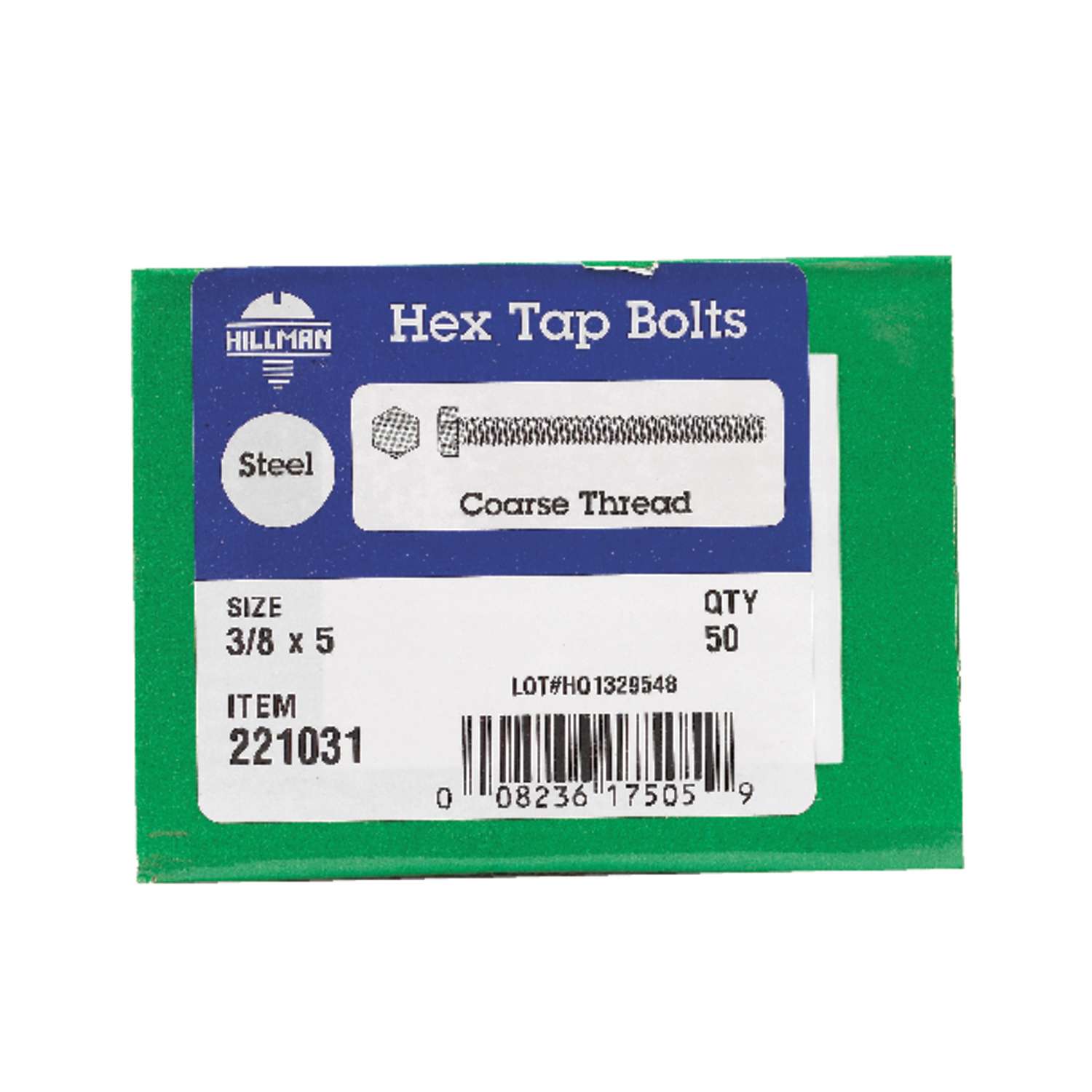 Hillman 3/8 in. D X 4 in. L Zinc Plated Steel Hex Tap Bolt 50 pk