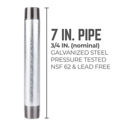 STZ Industries 3/4 in. MIP each X 3/4 in. D MIP in. Galvanized Steel 7 in. L Nipple