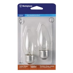 Westinghouse 25 W B11 Decorative Incandescent Bulb E26 (Medium) Warm White 2 pk