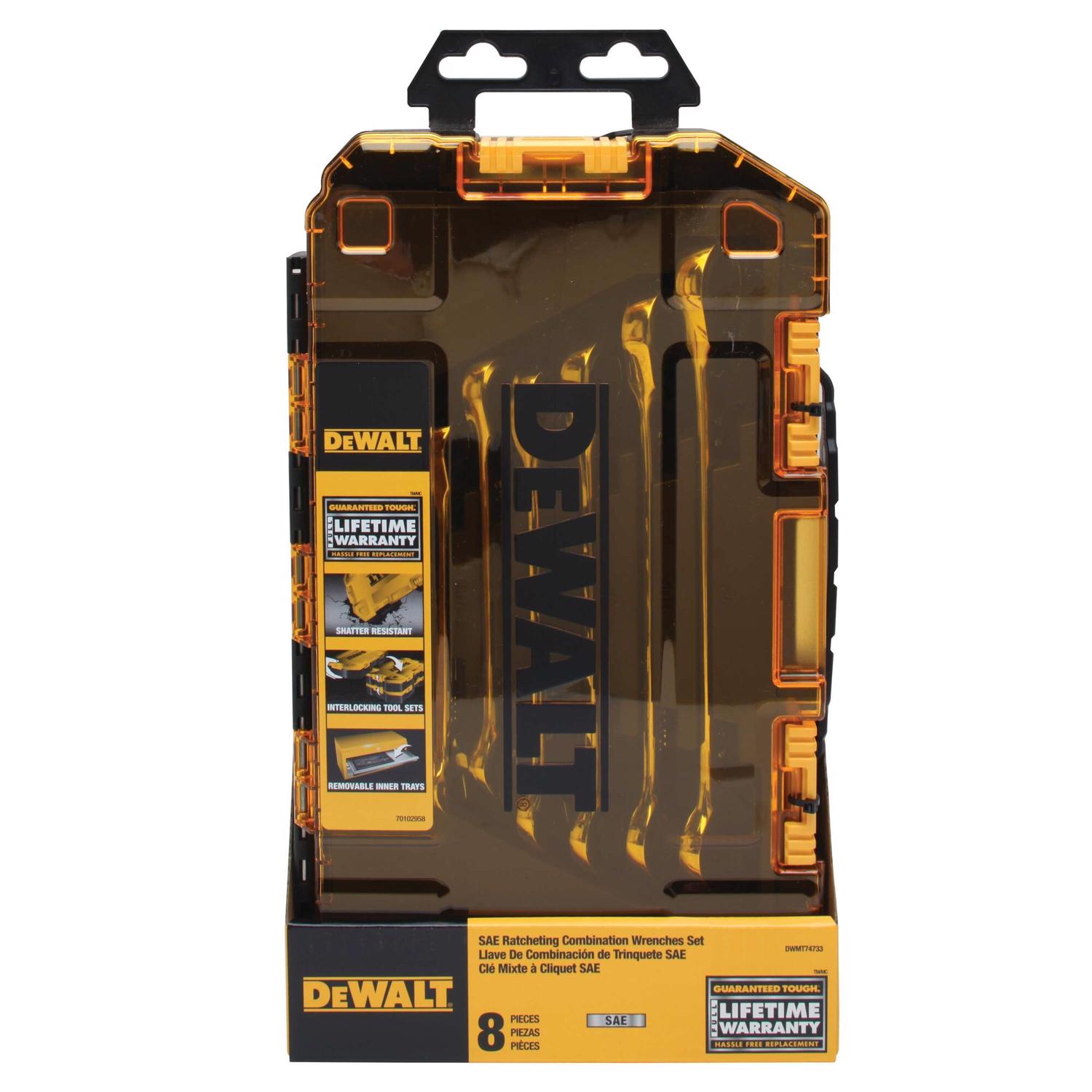 DeWalt SAE Ratcheting Combination Wrench Set 8 pc