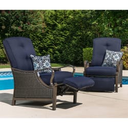 Hanover Ventura Brown Steel Frame Reclining Armchair Navy Blue