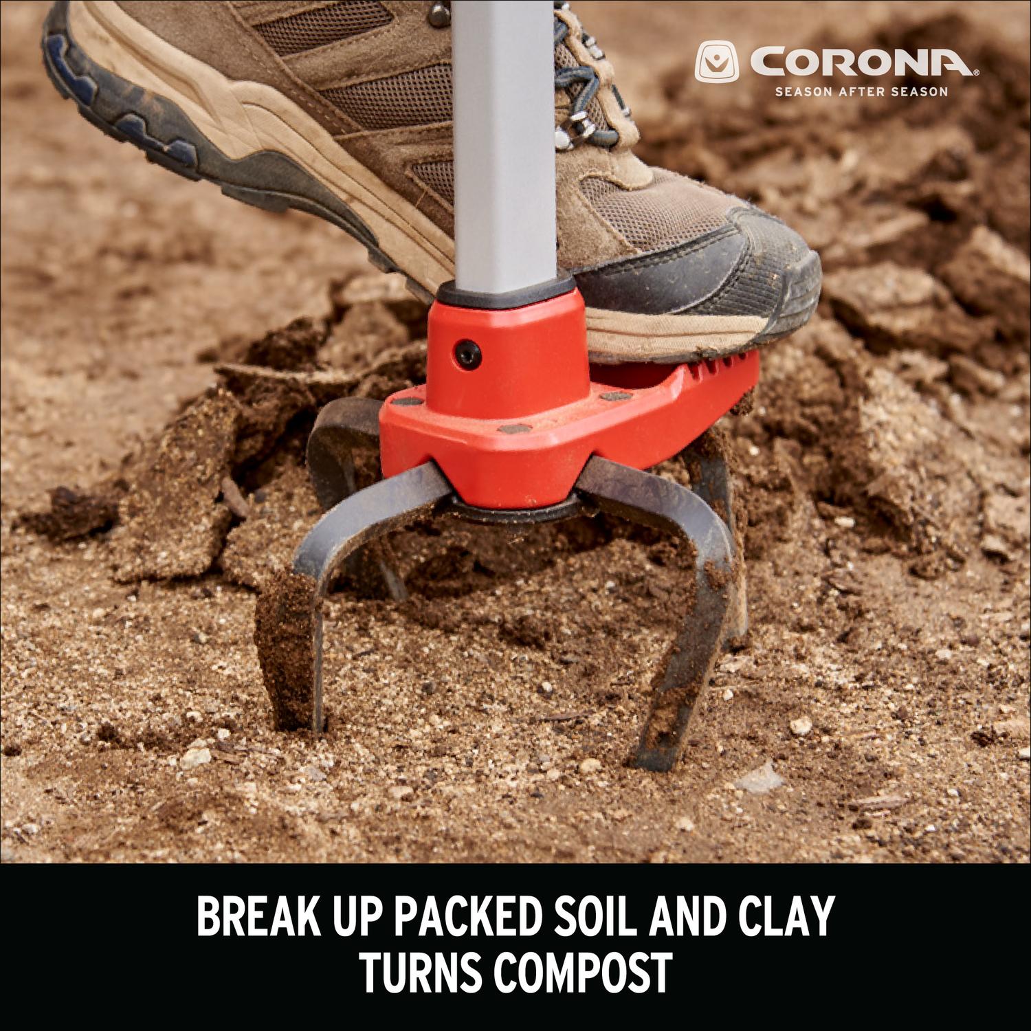 Corona ComfortGEL 4 Tine Steel Hand Tiller 6 in. Aluminum