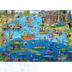 Cobble Hill Doodle Town Gone Fishing Jigsaw Puzzle 1000 pc
