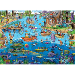 Cobble Hill Doodle Town Gone Fishing Jigsaw Puzzle 1000 pc