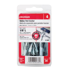 HILLMAN 1/8 in. D X 1/8 Long in. L Metal Pan Head Hollow Wall Anchors 20 pc