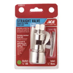 Ace Push Fit Compression Brass Straight Stop Valve
