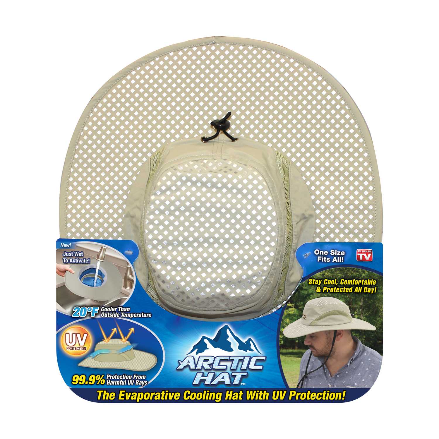 Arctic Hat As Seen On TV Evaporative Cooling Hat Beige One Size Fits