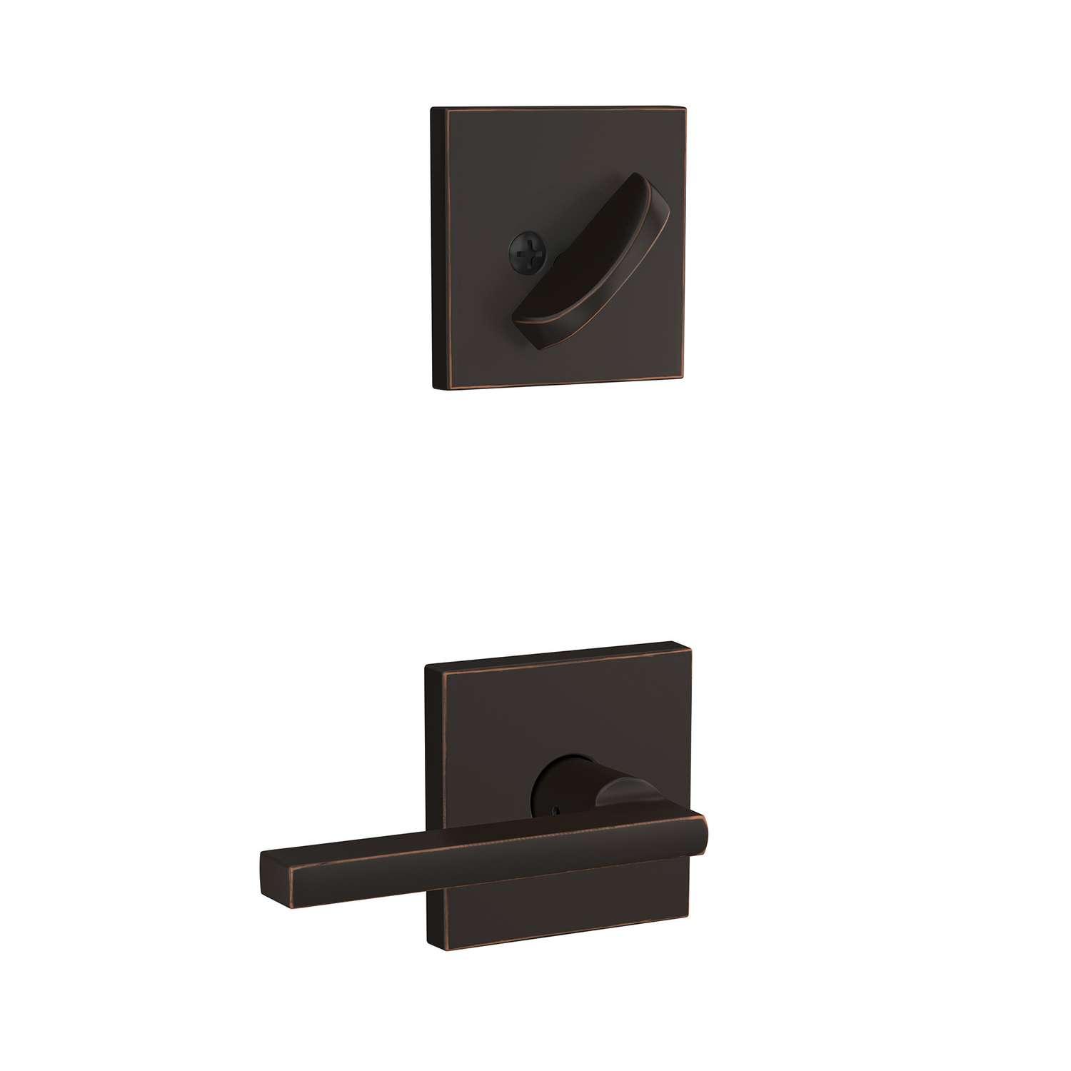 Schlage FC Series Latitude/Collins Aged Bronze Handleset 21/4 in