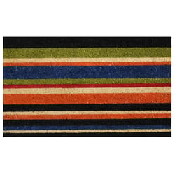 Home & More 1.42 ft. W X 2.42 ft. L Multi-color Triple Stripe Coir Door Mat