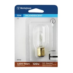 Westinghouse 15 W T7 Specialty Incandescent Bulb D.C. Bayonet Warm White 1 pk