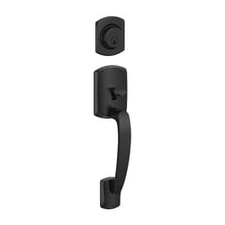 Schlage F Series Greenwich Matte Black Handleset 1-3/4 in.