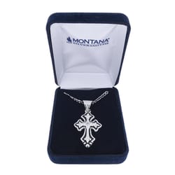 Montana Silversmiths Men's Flower on Cross Fleury Black/Silver Necklace Brass Water Resistant