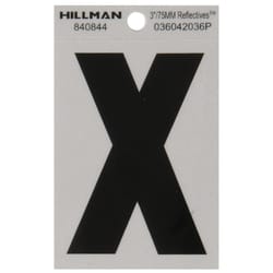 Hillman 3 in. Reflective Black Vinyl Self-Adhesive Letter X 1 pc