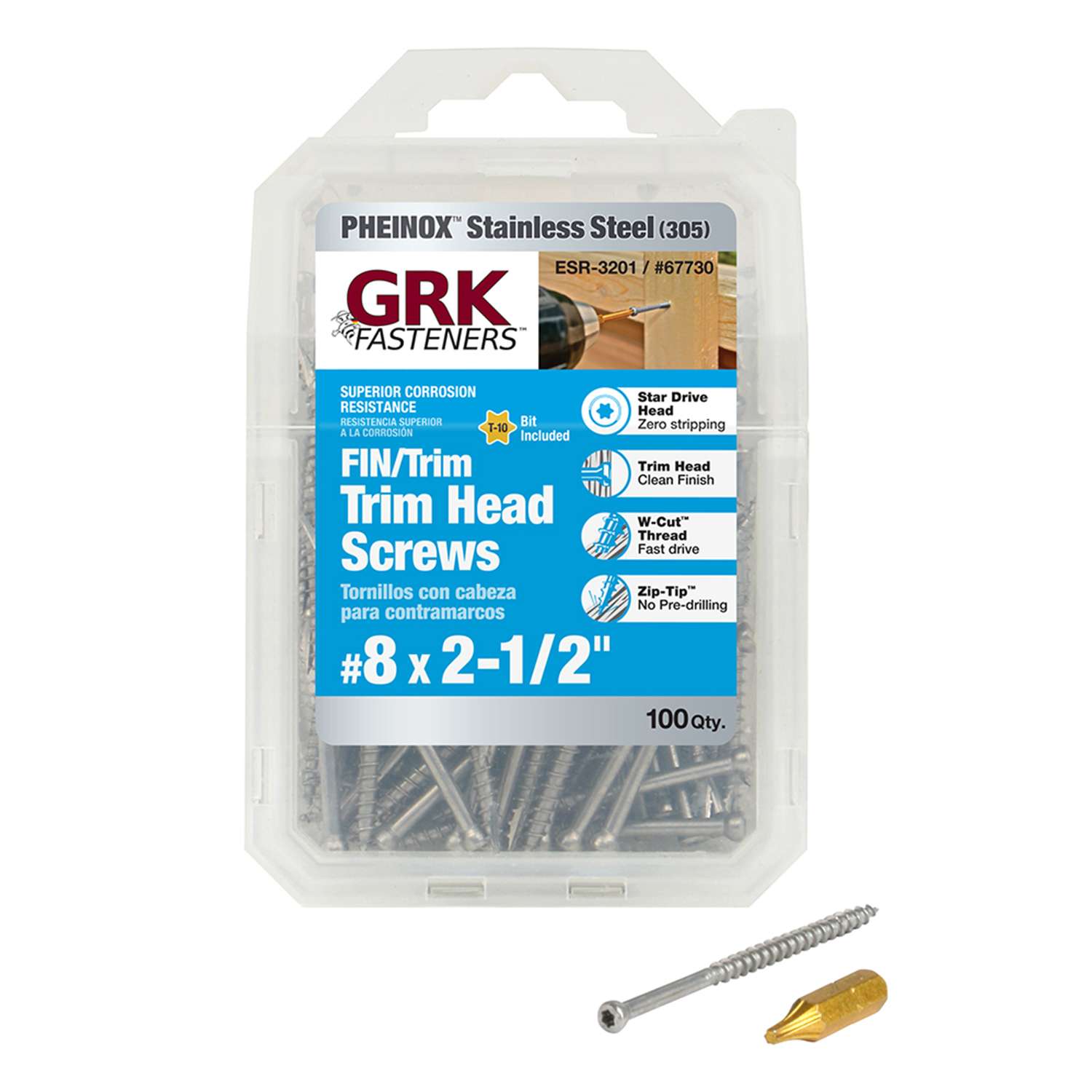 GRK Fasteners No. 8 S X 21/2 in. L Star Trim Head Construction Screws