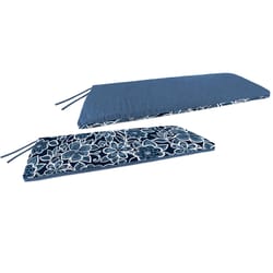 Jordan Manufacturing Blue Daisy Polyester Bench Cushion 3.5 in. H X 18 in. W X 48 in. L