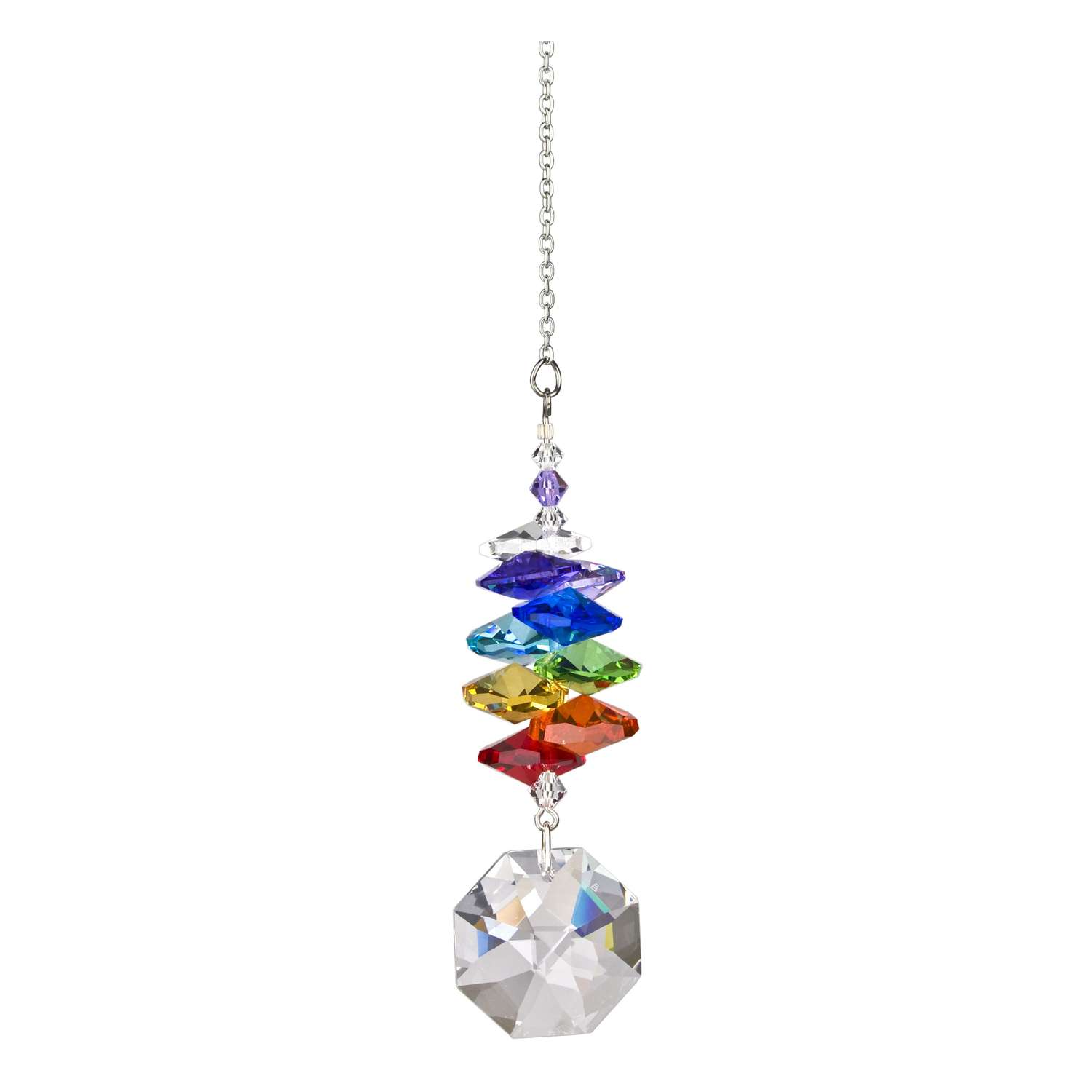 Woodstock Chimes Crystal Rainbow Cascade Crystal 4 in. Octagon Wind ...