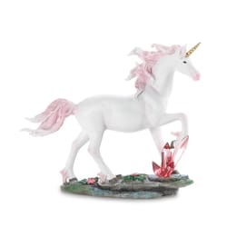 Dragon Crest Unicorn with Crystals 6.375 in. H X 2.25 in. W X 8 in. L Poly Resin Figurine