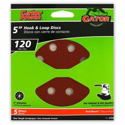 Gator 5 in. Aluminum Oxide Hook and Loop Sanding Disc 120 Grit Fine 5 pk