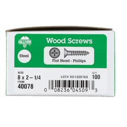 HILLMAN No. 8 X 2-1/4 in. L Phillips Zinc-Plated Coarse Wood Screws 100 pk