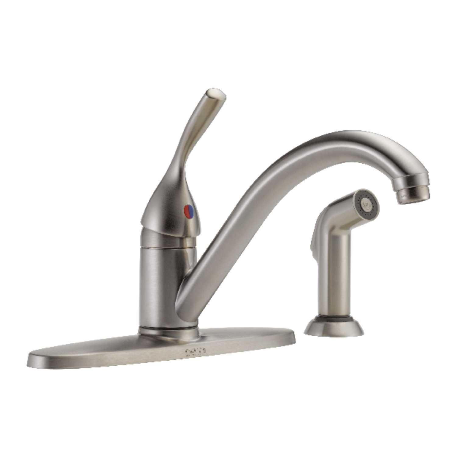 Delta Classic One Handle Stainless Steel Kitchen Faucet Side Sprayer ...