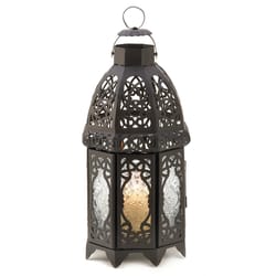 Gallery of Light Moroccan Style Lace Glass/Metal Black Lantern