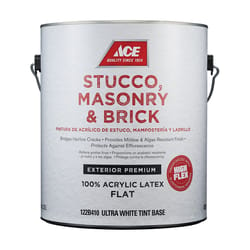 Ace Flat Ultra White Tintable Base Acrylic Latex Stucco, Masonry and Brick Paint Exterior 1 gal