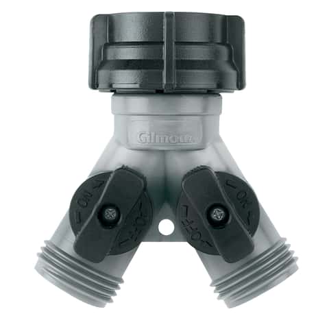 Gilmour Polymer Threaded Male Y-Hose Connector with Shut Offs Gilmour Polymer Threaded Male Y-Hose Connector with Shut Offs