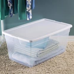 Sterilite 90 qt Clear/White Storage Box 13.5 in. H X 18.75 in. W X 29.75 in. D Stackable