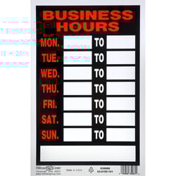 HILLMAN English Black Hours Sign 12 in. H X 8 in. W