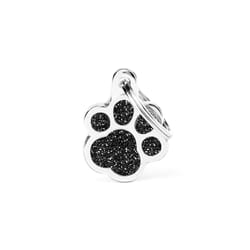 MyFamily Shine Black Glitter Paw Metal Pet Tags Medium