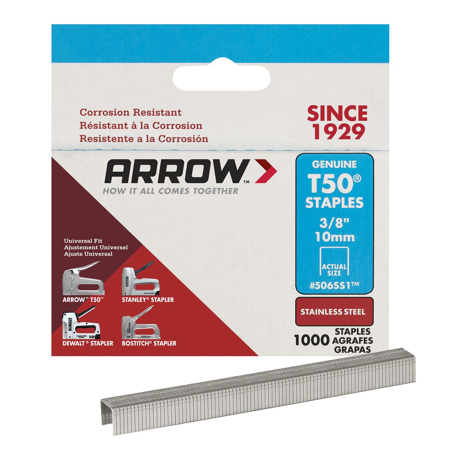 Arrow T50 3/8 in. W X 3/8 in. L 18 Ga. Flat Crown Heavy Duty Staples