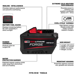 Milwaukee M18 Forge 48-11-1813 12 Ah Lithium-Ion Redlithium HD Battery 1 pc