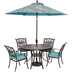 Hanover Traditions 5 pc Bronze Aluminum Traditional Dining Set Blue