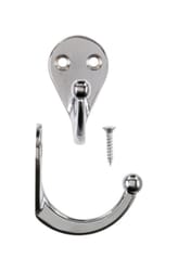 Ace 1-3/4 in. L Chrome Silver Metal Single Garment Hook 2 pk