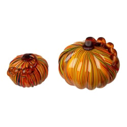 Glitzhome Striped Pumpkin Harvest Decor