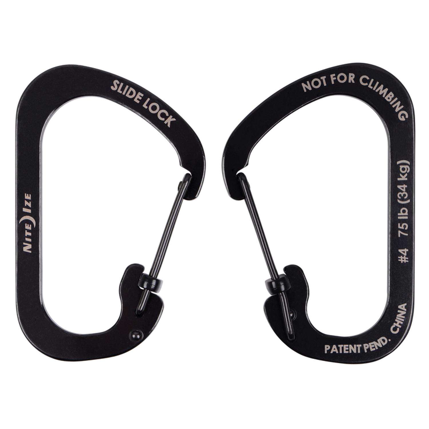 Nite Ize SlideLock 3.1 in. D Stainless Steel Black Carabiner Key Holder Nite Ize SlideLock 3.1 in. D Stainless Steel Black Carabiner Key Holder