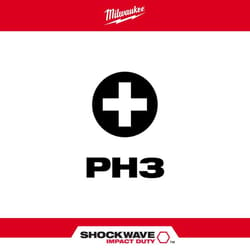 Milwaukee Shockwave Phillips #3 X 1 in. L Screwdriver Bit Steel 2 pk