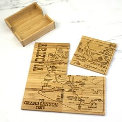 Totally Bamboo Black/Natural Bamboo Coaster Puzzle Set