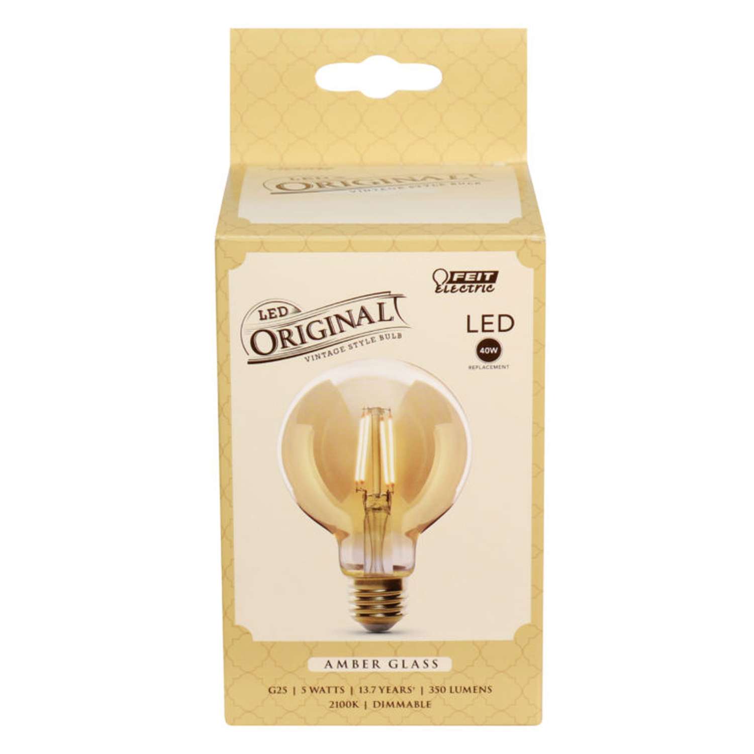 FEIT Electric G25 E26 (Medium) LED Bulb Amber 40 Watt Equivalence 1 pk