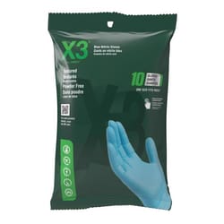 X3 Nitrile Disposable Gloves One Size Fits Most Blue Powder Free 10 pk