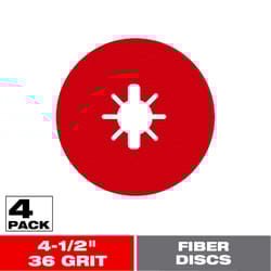 Diablo 4-1/2 in. D X 7/8 in. Aluminum Oxide Fiber Disc 36 Grit 4 pk