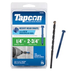 Tapcon 1/4 in. D X 2-3/4 in. L Steel Hex Head Concrete Screw Anchor 1 pk