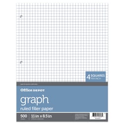 Office Depot 8.5 in. W X 11 in. L Quad Ruled Filler Paper 500 sheet