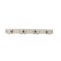 Spectrum 24 in. L Satin Nickel White Steel/Wood Hook Rack 1 pk