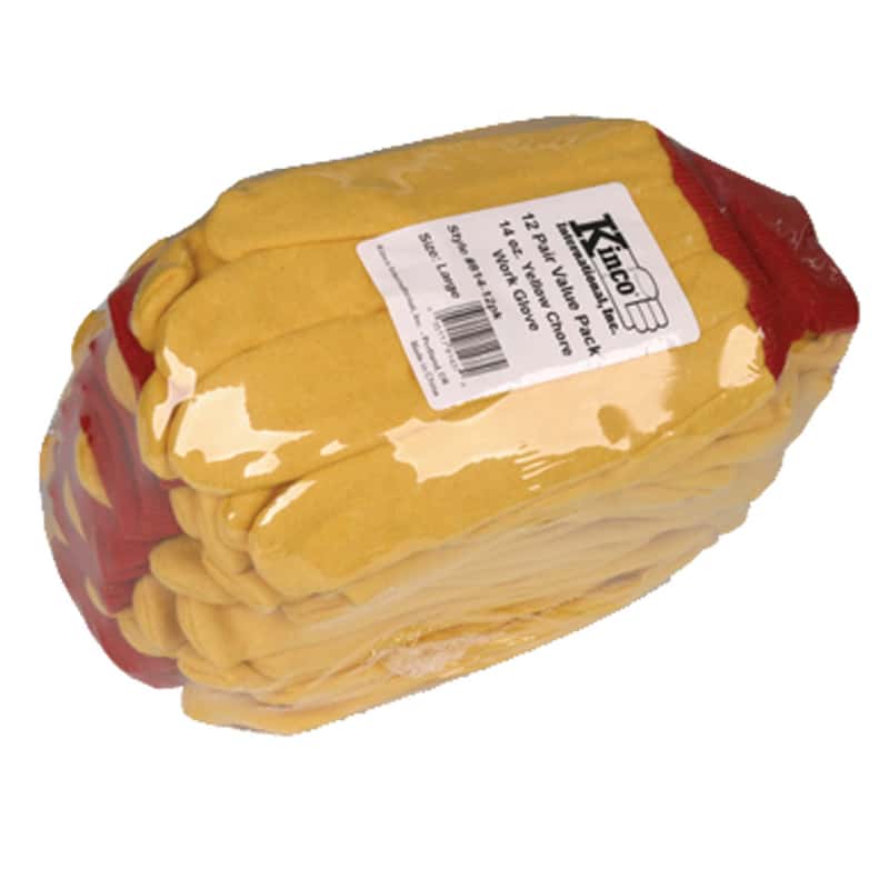 Kinco Men's Indoor/Outdoor Knit Wrist Chore Gloves Red/Yellow XL 12