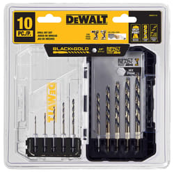 DeWalt Black & Gold High Speed Steel Impact Ready Drill Bit Set Hex Shank 10 pc