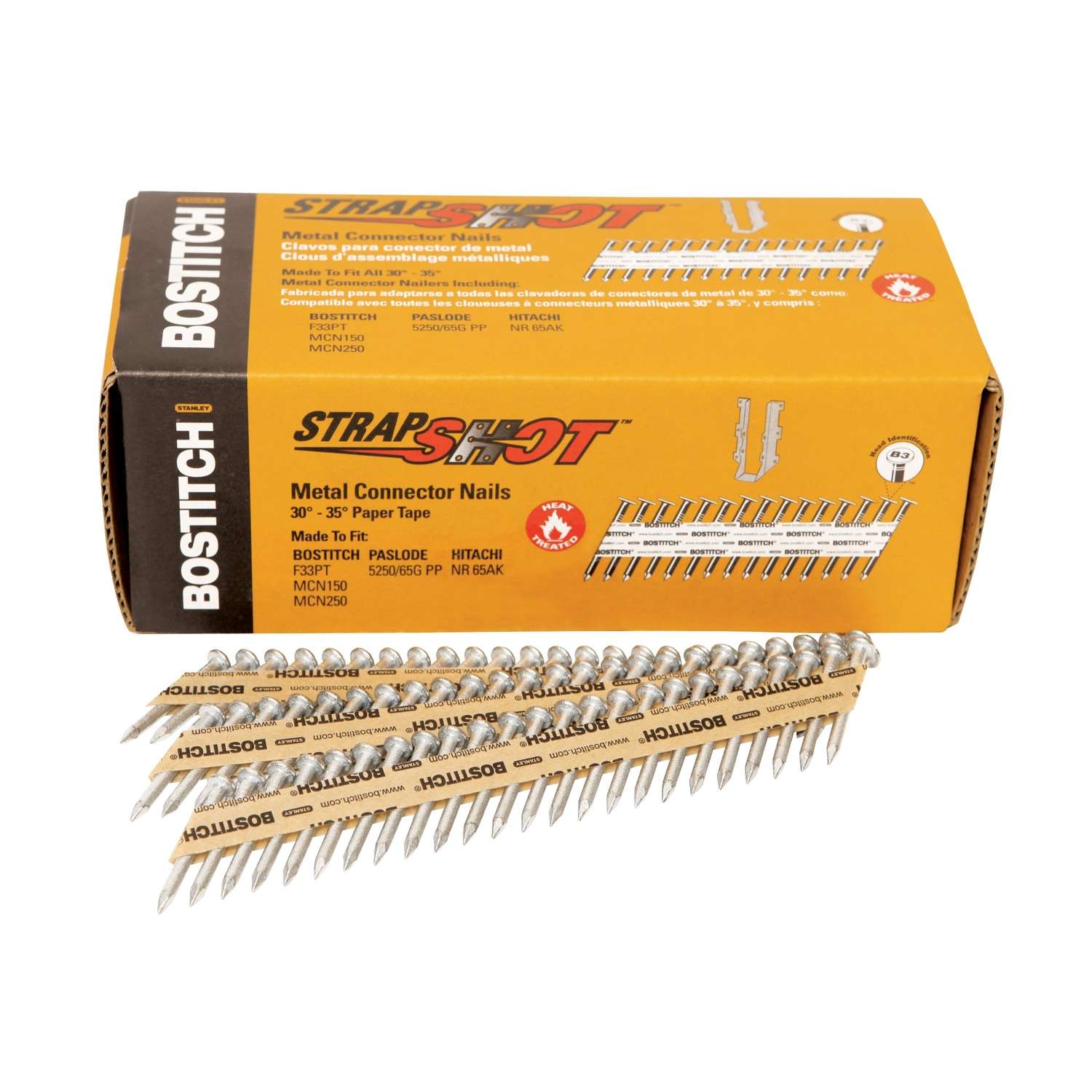 Bostitch StrapShot 11/2 in. 11 Ga. Straight Strip Galvanized Metal Connector Nails 35 deg 1000
